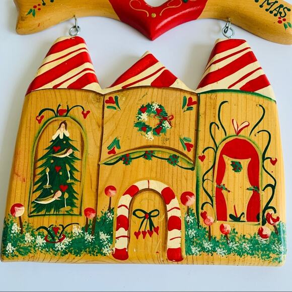 Vintage Other - 1997 Christmas Folk Art Wood Plaque Vintage